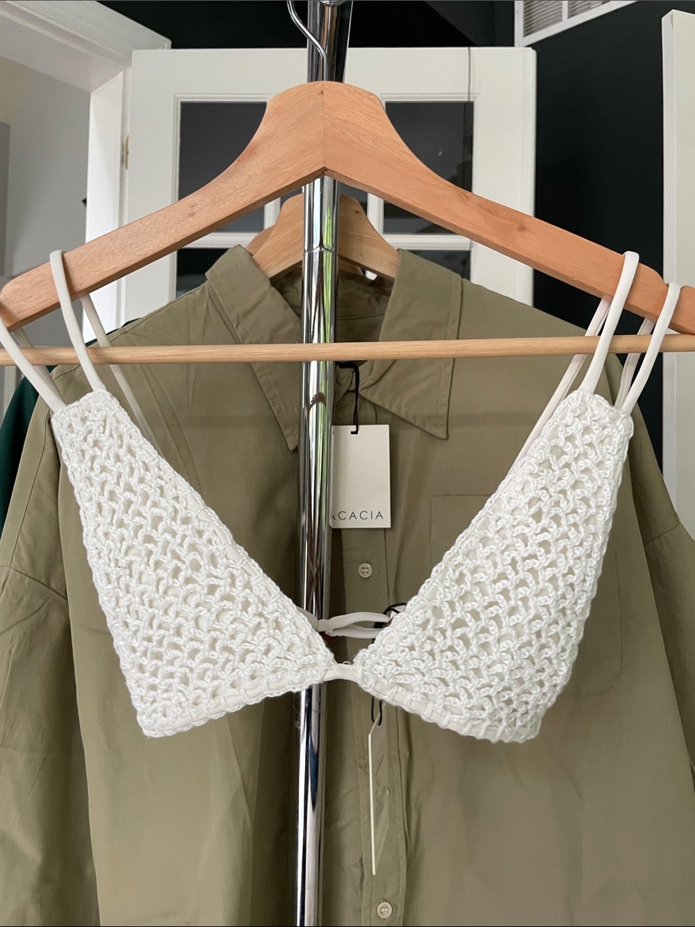 acacia swimwear iria White Crochet Bikini Top